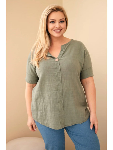 Блуза Kesi plus size с копчета в цвят каки