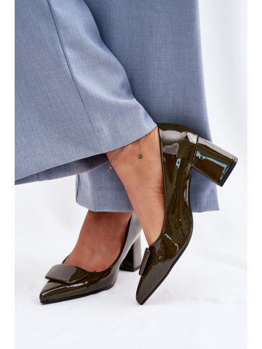 Дамски обувки на висок ток, тъмнозелени