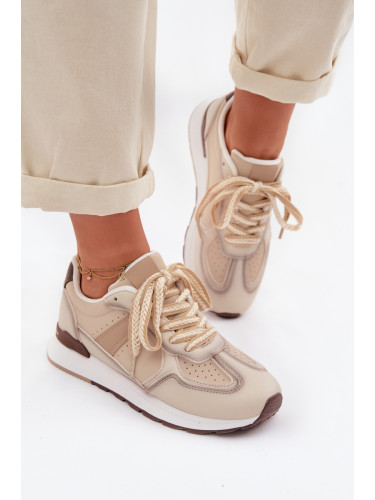 Дамски маратонки от екокожа бежов цвят Kelira