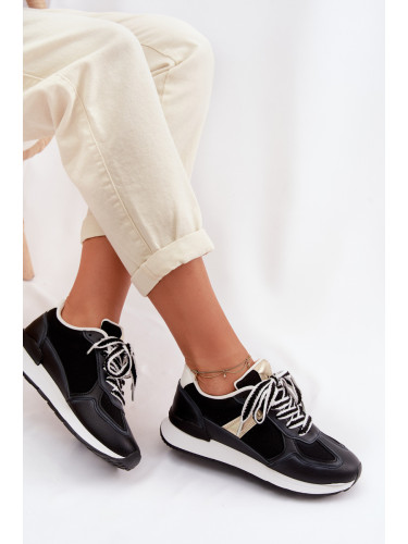 Дамски еко кожени маратонки черни Kelira