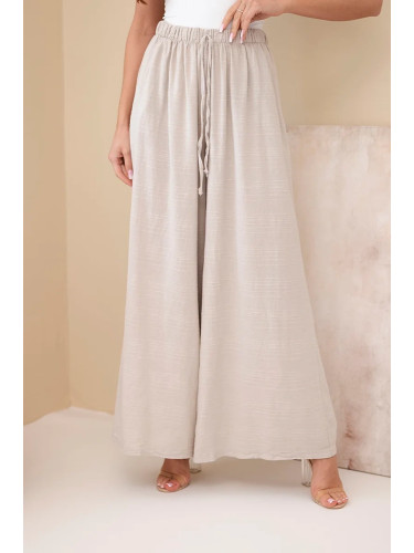 Дамски памучен панталон Kesi с ластик на талията, бежов