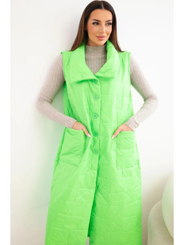 Дамски дълъг ватиран елек Kesi в неонов цвят