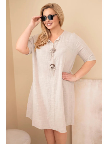 Памучна рокля с връзки и големи размери Kesi Włoski