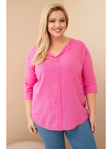 Дамска блуза с големи размери Kesi Włoski с деколте с копчета