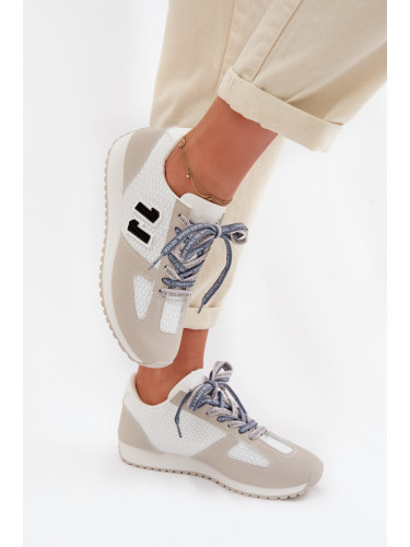 Дамски маратонки с декоративни връзки, сиви Henira