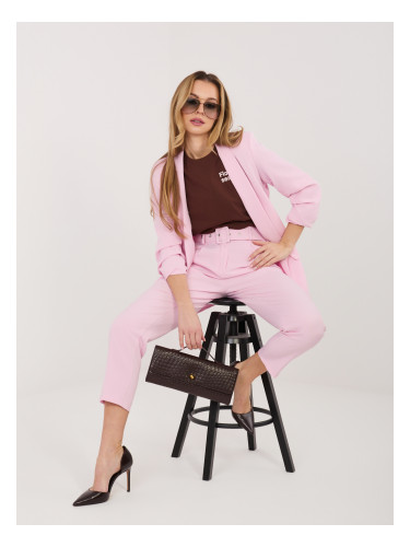 Светлорозов елегантен комплект с колан