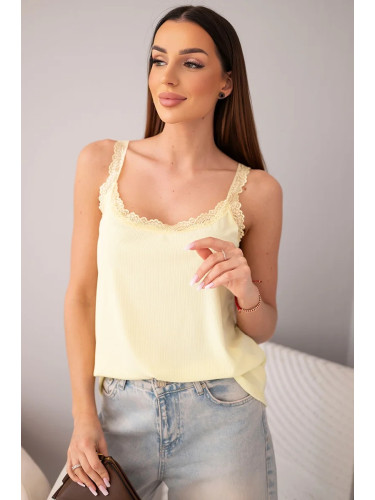 Дамска блуза Kesi с дантела в жълто