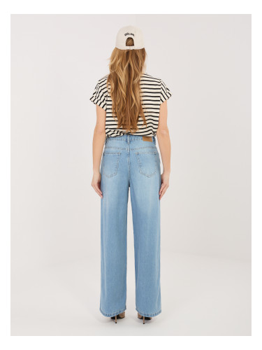 Сини широки дънки с връзки