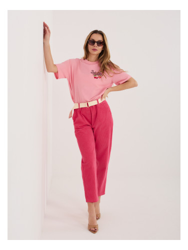 Панталон с тесни крачоли в цвят фуксия