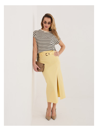 Елегантна жълта пола с колан