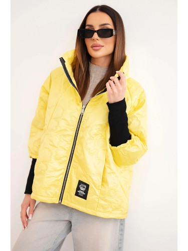 Дамско ватирано яке Kesi с цип, жълто