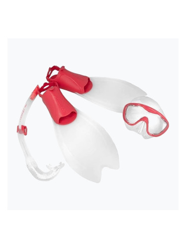 Speedo Glide Junior Комплект за гмуркане с шнорхел за деца маска + плавници + шнорхел прозрачен червен