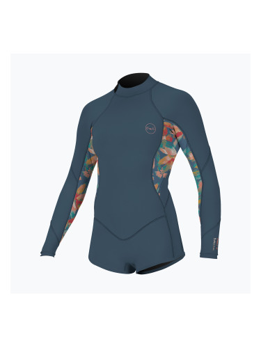 Детски неопренов костюм за плуване O'Neill Girls Bahia 2/1 Back Zip LS Spring copen blue/painted tropics/copen blue