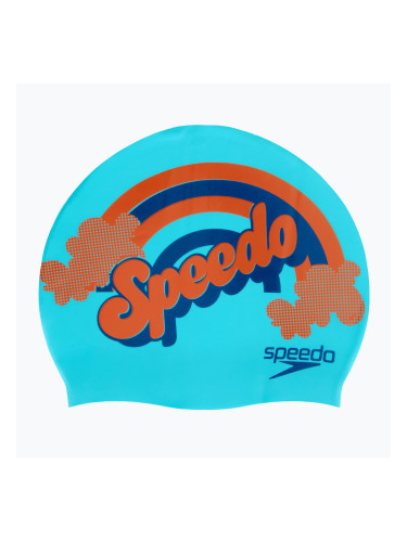 Speedo Детска шапка за плуване с надпис Speedo Slogan Print синя/насинена