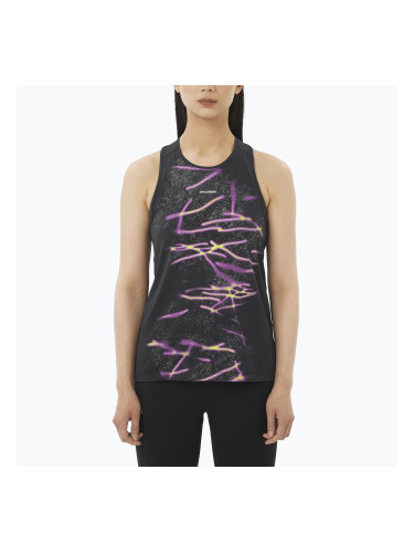 Дамска тениска за бягане Salomon Shakeout Core Tank GFX deep black