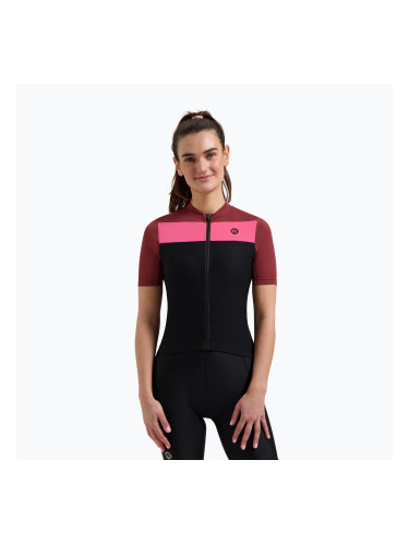 Дамска тениска за колоездене Rogelli Core Block W black/bordeaux/pink
