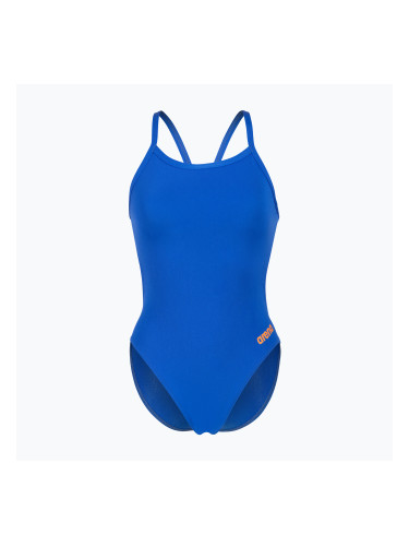Дамски цял бански костюм arena Team Swimsuit Challenge Solid neon blue/team orange