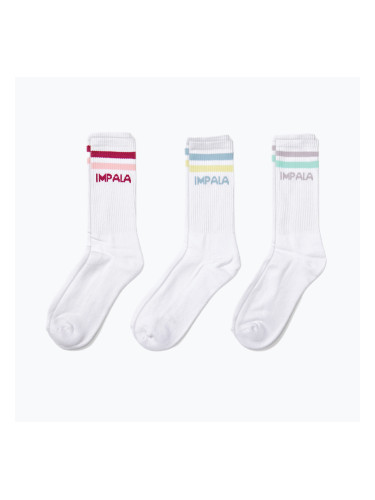 IMPALA Дамски чорапи на райета 3 чифта бели IM787000