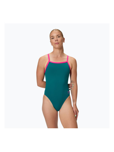 Дамски цял бански костюм Speedo Solid Turnback peacock