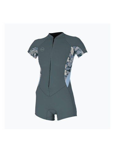 Дамски неопренов костюм за плуване O'Neill Bahia 2/1 Front Zip SS Spring shade/palmento tropical/faded denim