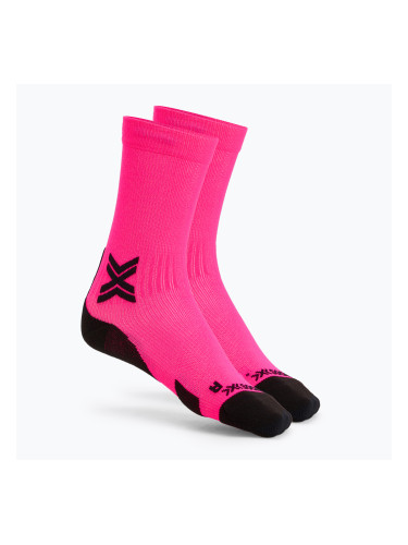 X-Socks Run Discover Crew флуорово розови/х черни чорапи