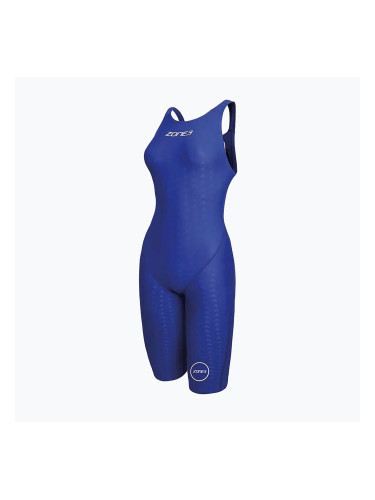 Дамски цял костюм за плуване ZONE3 Performance Speed Kneeskin blue/white