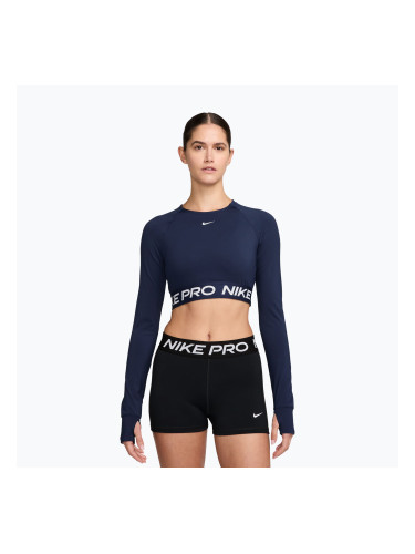 Дамски топ с дълъг ръкав за тренировка Nike Pro 365 Dri-Fit midnight navy/white