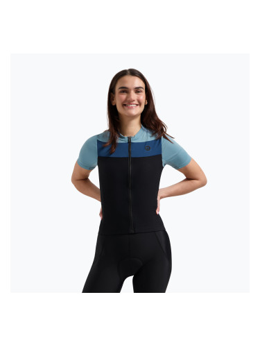 Дамска тениска за колоездене Rogelli Core Block W black/blue/dark blue