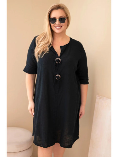 Дамска рокля Kesi Plus size с връзка на врата, черна