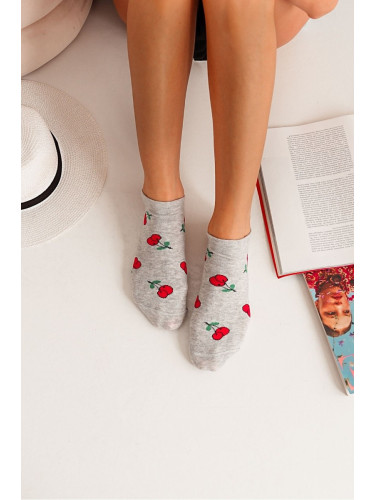 Дамски чорапи до глезена Милена с шарка на череша