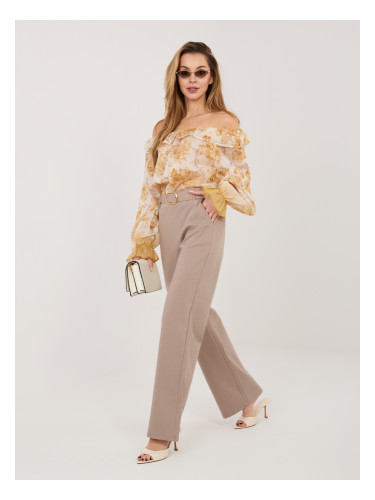 Елегантен панталон с колан в тъмнобежово