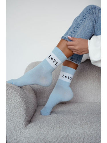 Дамски памучни чорапи LOVE сини