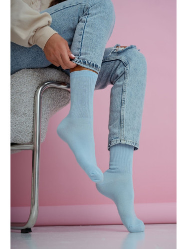 Дамски раирани пастелно сини чорапи Милена
