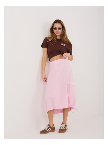 Светлорозова кадифена миди пола