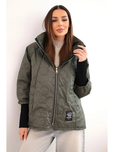 Дамско ватирано яке с флорален мотив