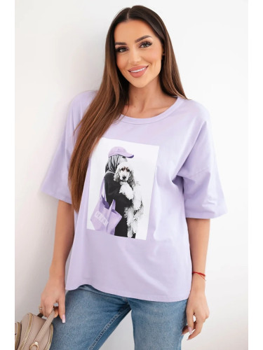 Дамски памучен топ Kesi с къс ръкав и голям размер