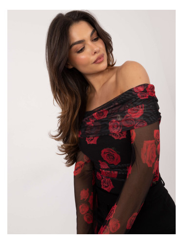 Black and red Spanish mesh blouse