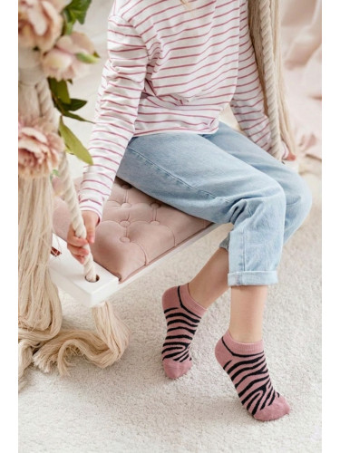 Детски чорапи до глезена Милена, цвят Зебра Розово