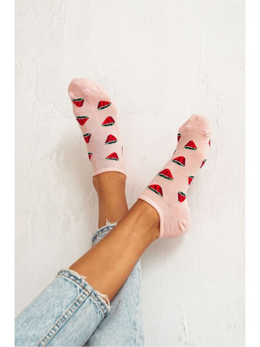 Дамски чорапи до глезена Милена светло розови с дини