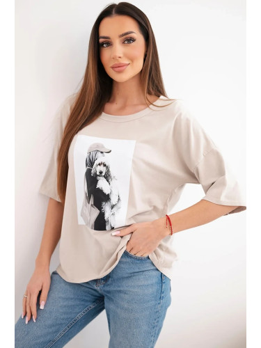 Дамски памучен топ Kesi с къс ръкав и голям размер