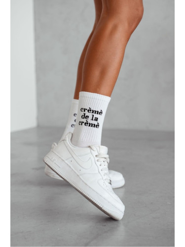 Дамски бели чорапи с текст Crèmè De La Crèmè