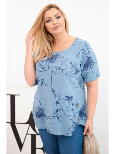 Памучна тениска Kesi plus size с джоб