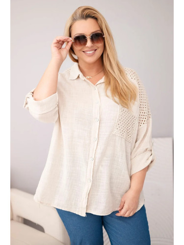 Риза Kesi Włoski Plus Size с дантела в бежово