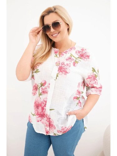 Дамска блуза с големи размери и флорален мотив