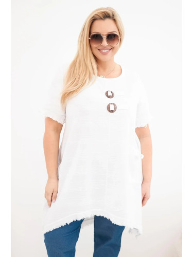 Памучна рокля Kesi с удължен гръб и джоб, бяла