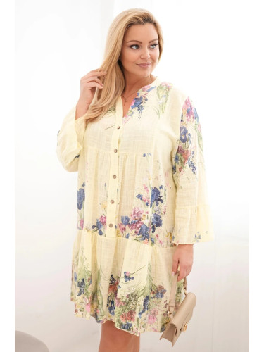 Памучна рокля Kesi с големи размери и флорален мотив