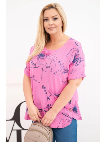 Блуза с големи размери Kesi Włoski с къс ръкав и джоб