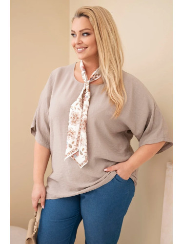 Дамска блуза с големи размери и шал