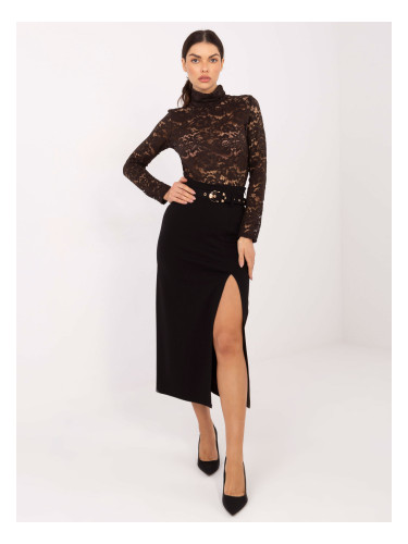 Черна миди пола с цепка