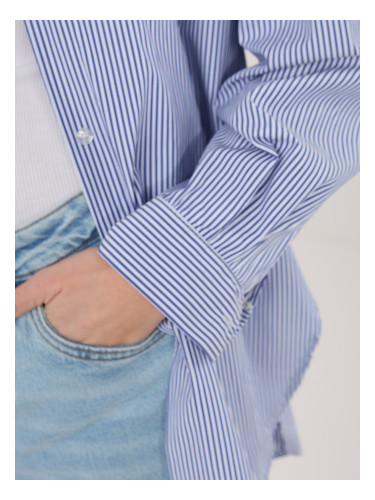 Асиметрична риза, тъмносиня